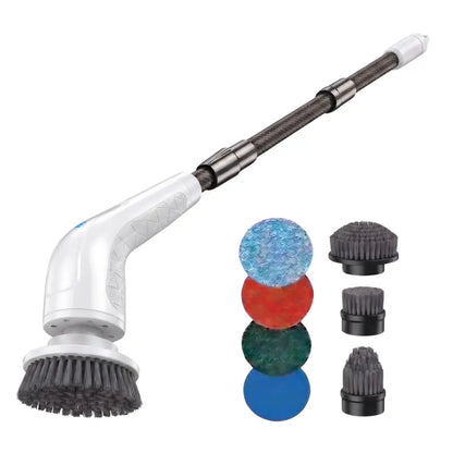 Cordless Spin Scrubber with Extendable Shaft and Interchangeable Cleaning Attachments
