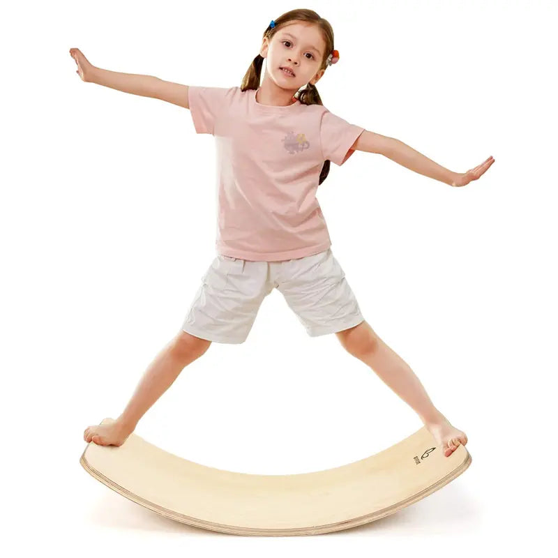 Curved Wooden Balance Board  Wobble Training Tool for Core Stability & Coordination