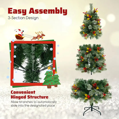 5-Foot Pre-Lit Artificial Christmas Tree  Compact Lighted Xmas Tree with 453 PVC & Pine Needle Tips