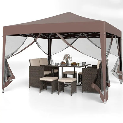 10×10 FT Pop-Up Canopy Tent  Instant Setup Outdoor Shelter with Mesh Panels, Carry Bag & Adjustable Height