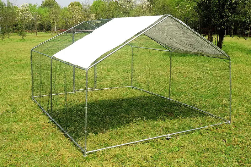 10x10ft Walk in Large Metal Chicken Coop Run Backyard Hen House Poultry Rabbit Cage