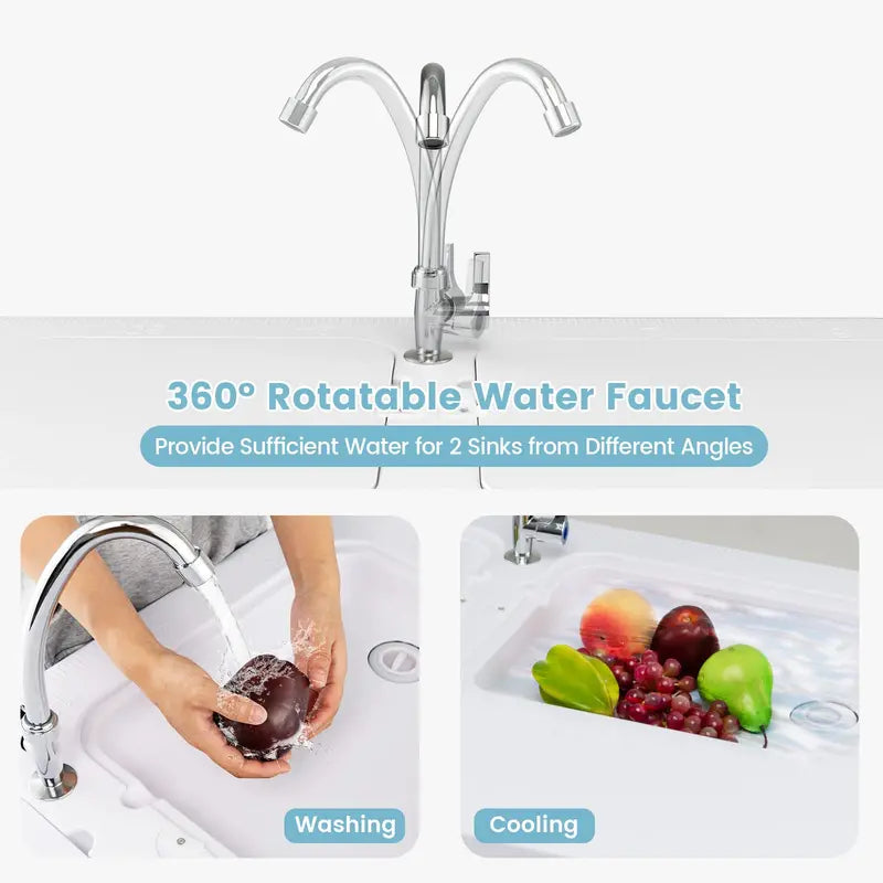 Portable Folding Fish Cleaning Station with Dual Stainless Steel Basins