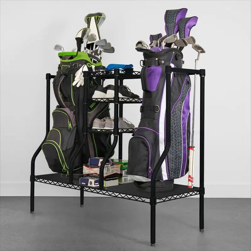 SafeRacks Golf Gear Organizer  Freestanding Bag & Equipment Storage Rack