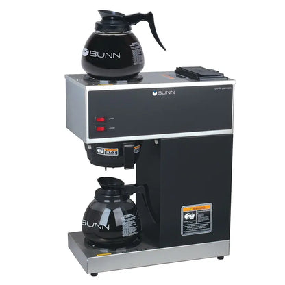 BUNN VPR-2GD Commercial Pourover Coffee Brewer  12-Cup Capacity, Dual Warmers, Two Glass Decanters, Black