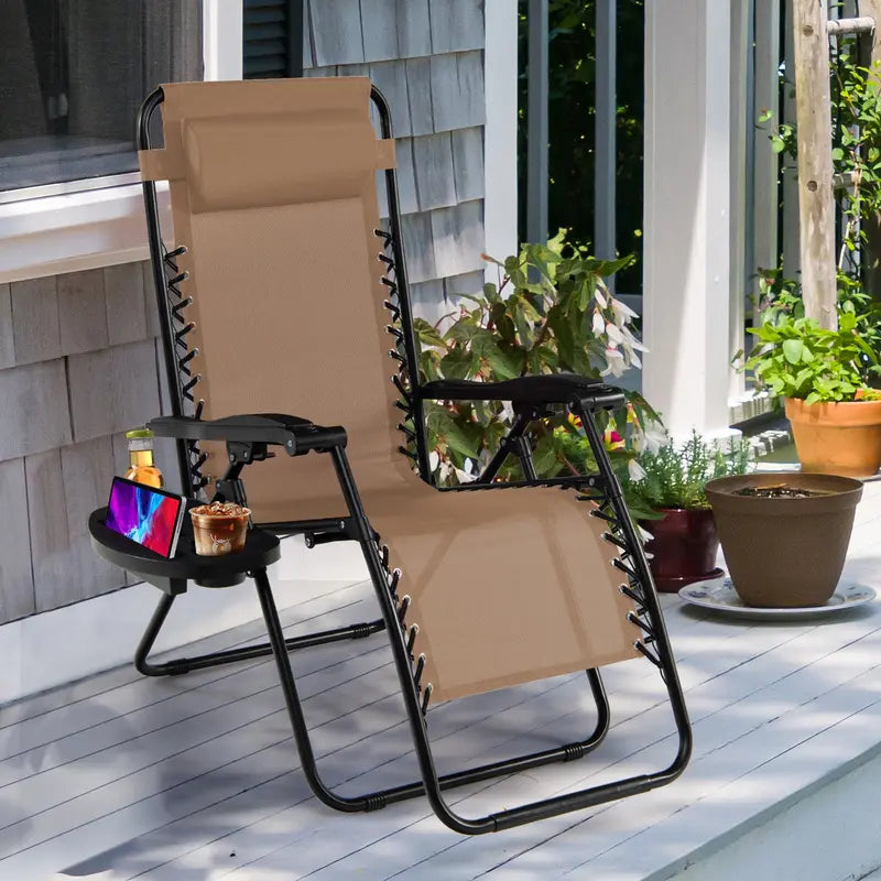 Zero Gravity Folding Lounge Chair  Reclining Ergonomic Patio Lounger