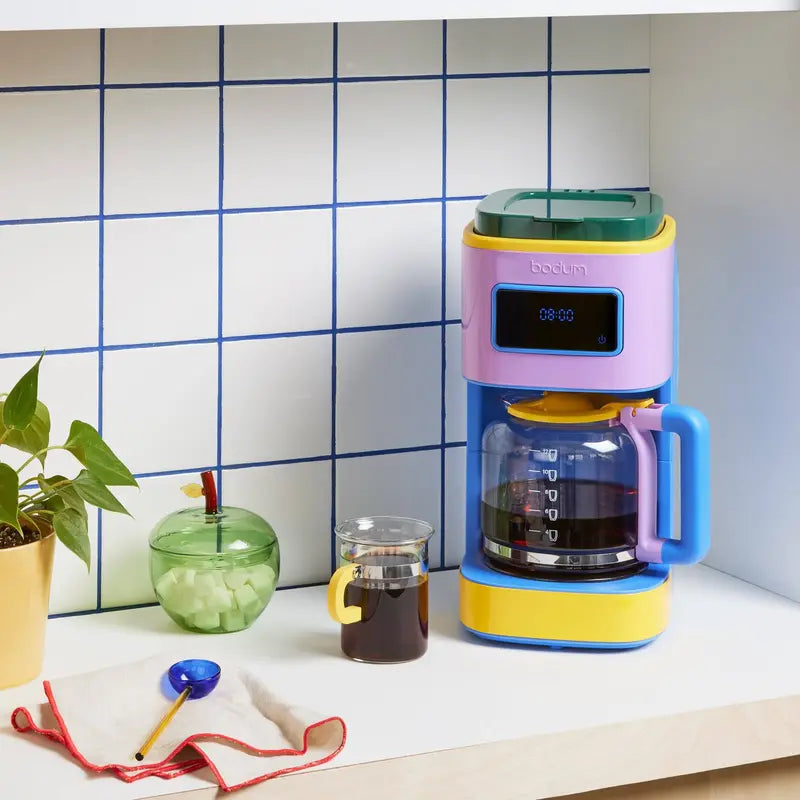 Bodum Bistro Programmable 12-Cup Coffee Maker  Vibrant Blue Multi-Function Brewer