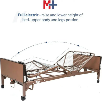 Fully Motorized Hospital Bed System with Foam Mattress and Half-Height Safety Rails