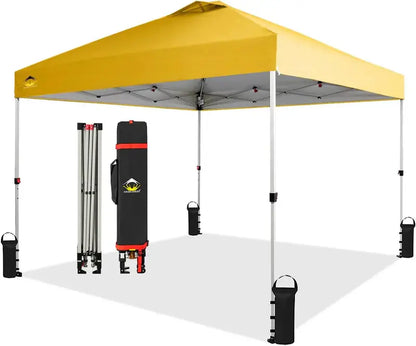 10×10 One-Click Pop-Up Awning  Silver-Coated Sunshade Canopy for Beach, Picnic & Outdoor Events
