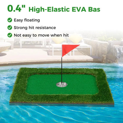 Rectangular Floating Pool Golf Green  Compact Chipping Mat Set with Accessories (35.5¡å x 23.5¡å)