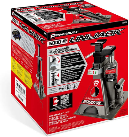 Powerbuilt 3 Ton Unijack & Stand Combo, 6000 Lb Capacity, Heavy Duty Wide Base Lift
