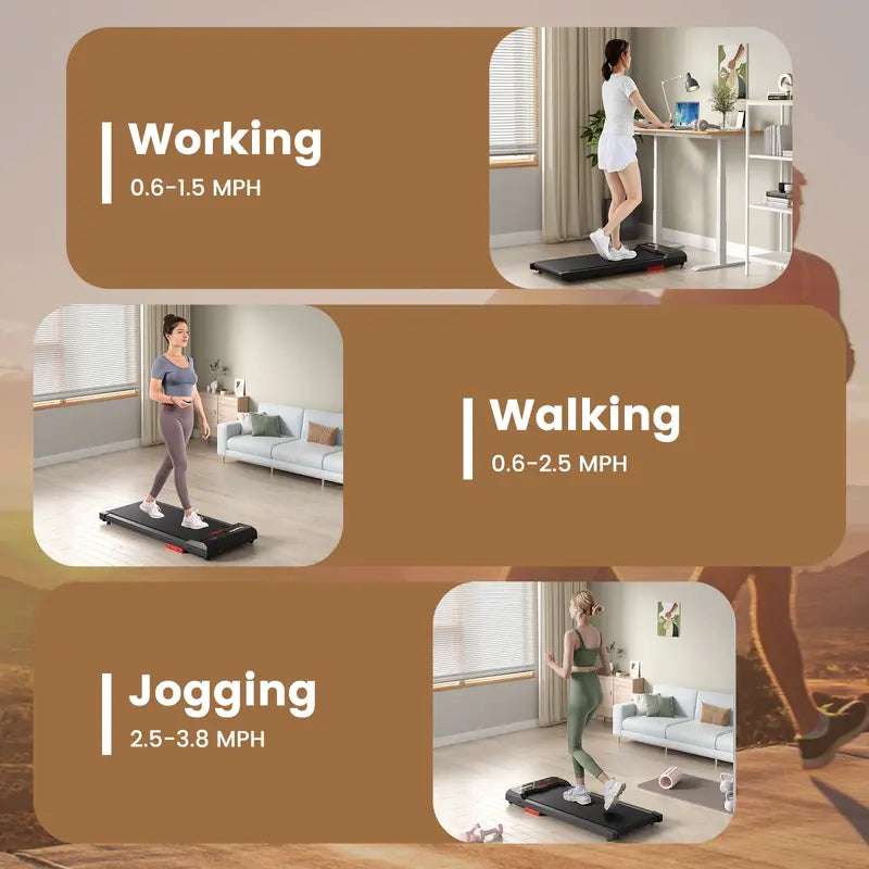 2.5HP Under-Desk Walking Pad  Compact Treadmill with Remote, 340 lb Capacity & Quiet Operation