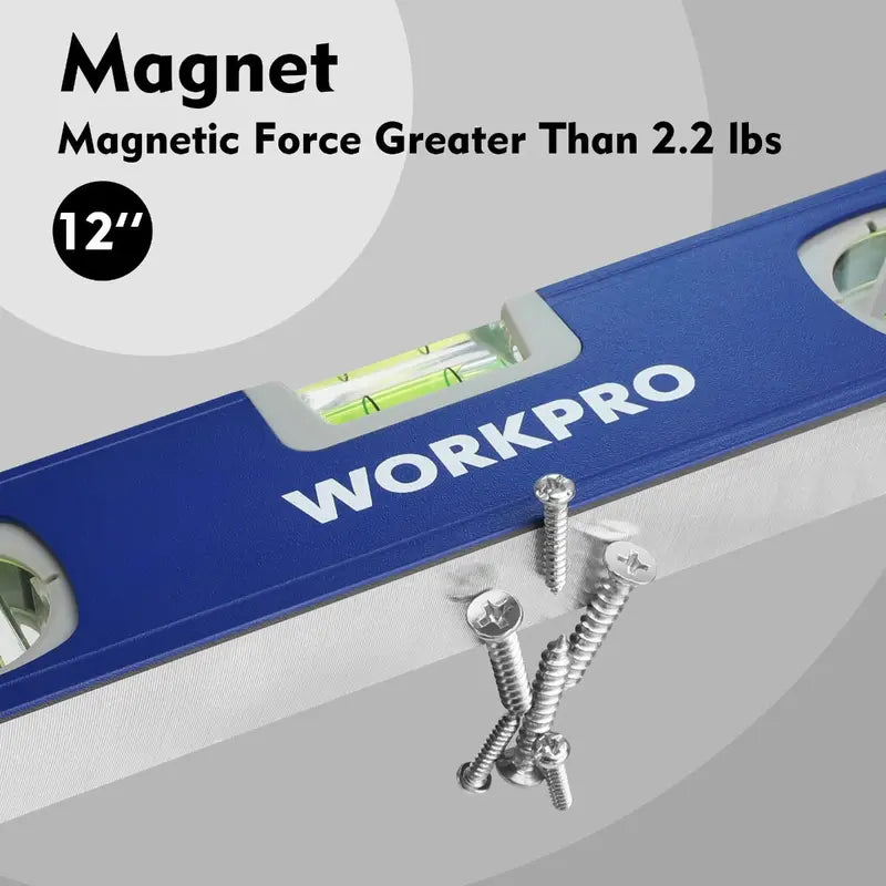 WORKPRO Triple-Length Spirit Level Set  12″, 20″, and 40″ Aluminum Levels