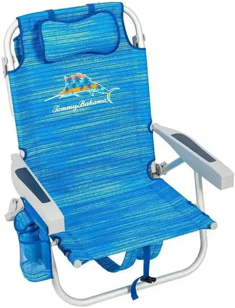 Tommy Bahama Backpack Beach Chairs  2-Pack, Lightweight, Portable, Blue Colorway