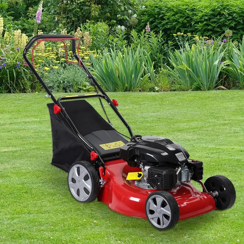 Self-Propelled Gas Lawn Mower  20-Inch Deck, 141cc 4-Stroke Engine, 50L Grass Bag &amp; Rear-Wheel Drive