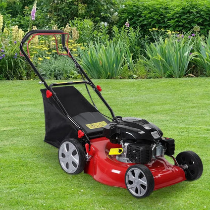 Self-Propelled Gas Lawn Mower  20-Inch Deck, 141cc 4-Stroke Engine, 50L Grass Bag &amp; Rear-Wheel Drive