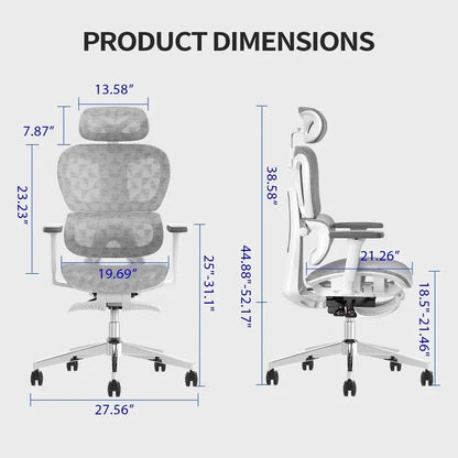 Ergo3D High-Back Mesh Office Chair  Fully Adjustable 3D Armrests and Casters for Home or Workplace