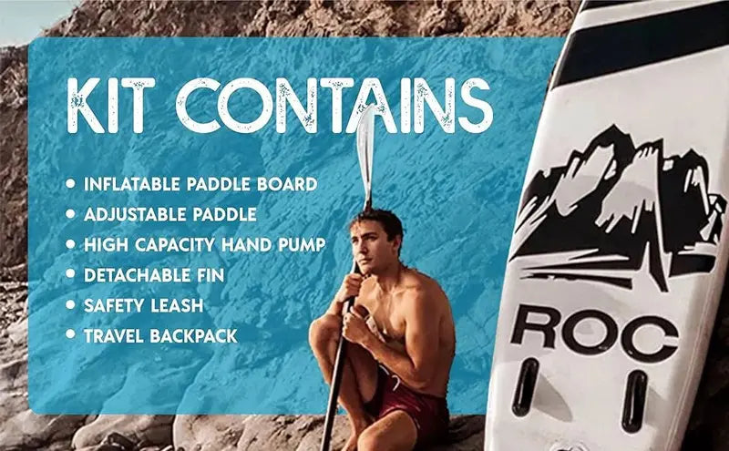 Roc 10’6″ Inflatable Stand-Up Paddle Board  Stable All-Around SUP for Beginners & Experts