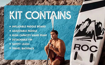 Roc 10’6″ Inflatable Stand-Up Paddle Board  Stable All-Around SUP for Beginners & Experts