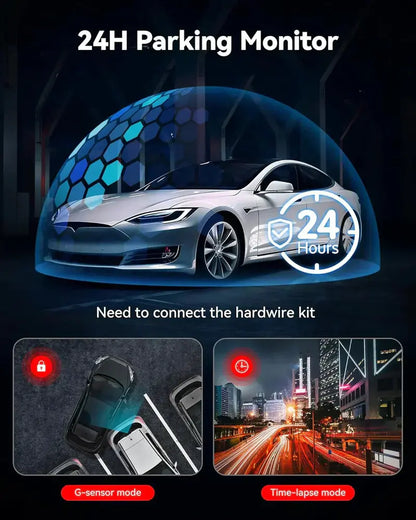 4K Front + 2.5K Rear Dual Dash Cam with Wi-Fi, GPS, and Preloaded 32GB Memory Card