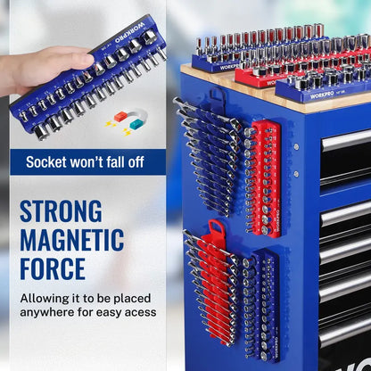 WORKPRO Magnetic Socket & Wrench Organizer Set — 8-Piece, Multi-Drive Sizes (Sockets/Wrenches Not Included)