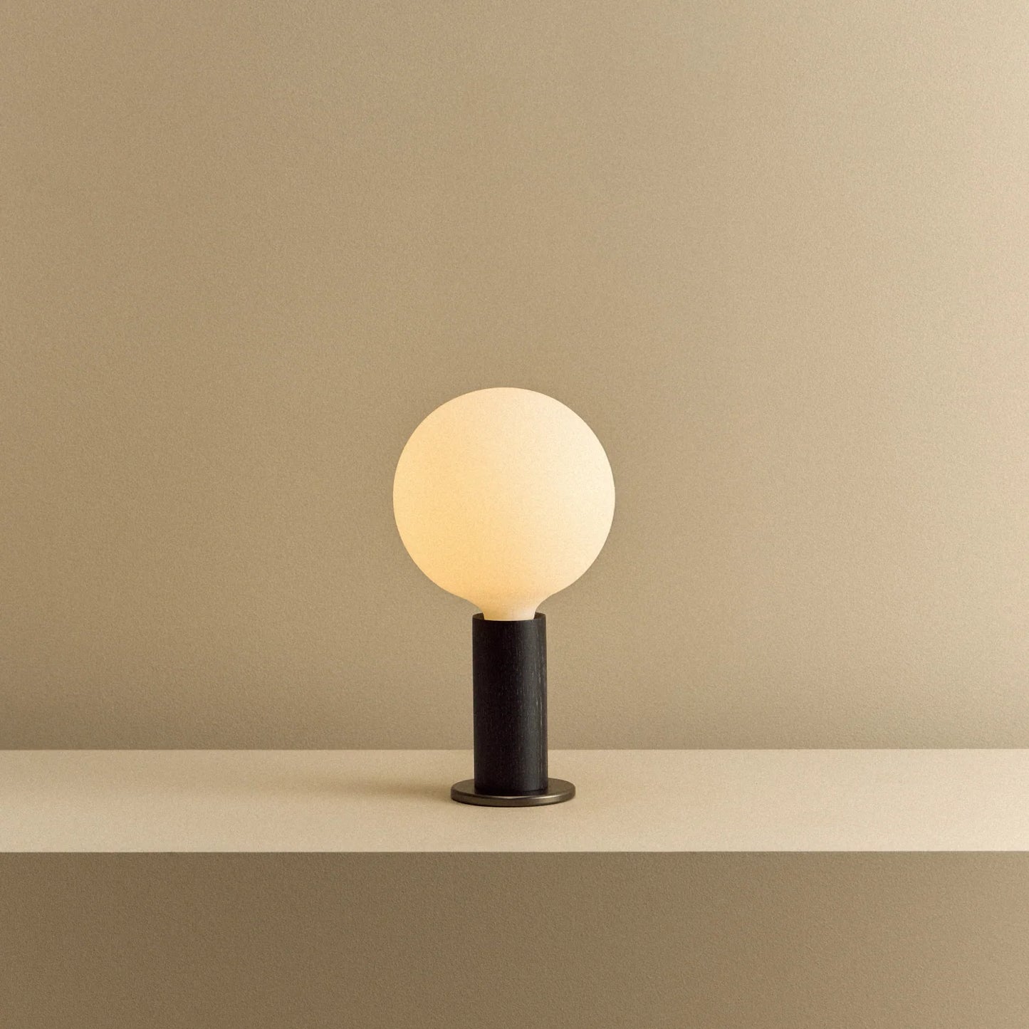 Knuckle Table Lamp in Blackened Oak + Sphere IV