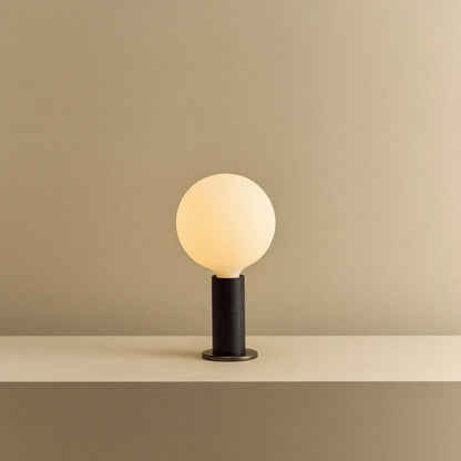 Knuckle Table Lamp in Blackened Oak + Sphere IV