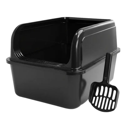 High-Wall Litter Box with Rust-Resistant Stainless Pan and Ergonomic Scoop Included