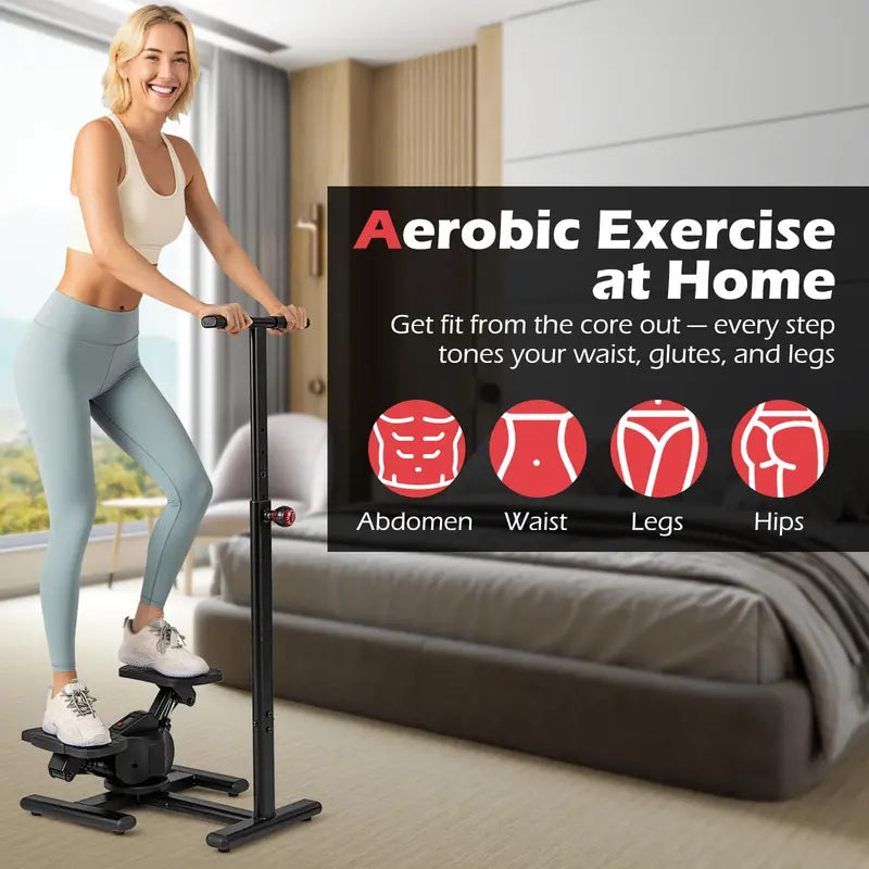Dual-Function Twist Stepper  Waist Trimmer Platform with Handlebar & LCD Display