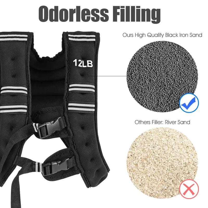 Adjustable Weighted Vest  12 lb or 20 lb Fitness Vest for Strength and Conditioning Training