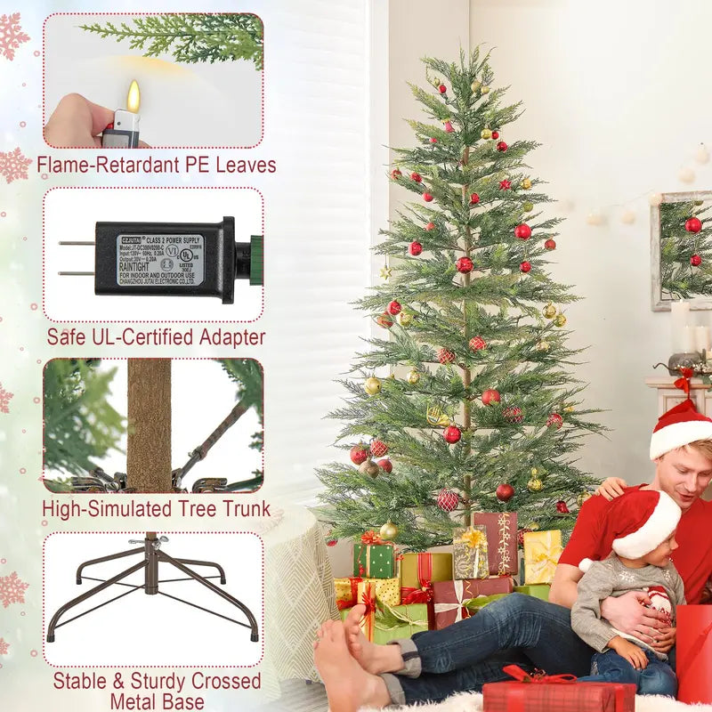 6.5-Foot or 7.5-Foot Simulated Cypress Christmas Tree with Warm White Fairy Lights