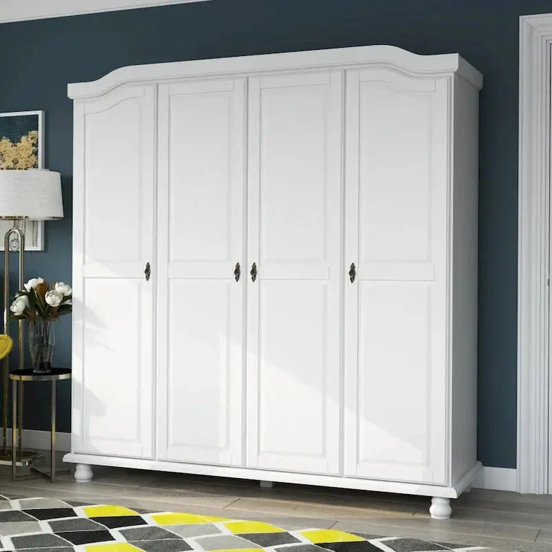 Kyle Armoire by Palace Imports  Handcrafted 4-Door Solid Wood Wardrobe with Optional Mirrored Panels