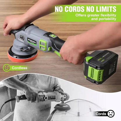 WORKPRO 20V Brushless Dual-Action Polisher  4.0Ah Battery, 7-Speed, Up to 5000 RPM