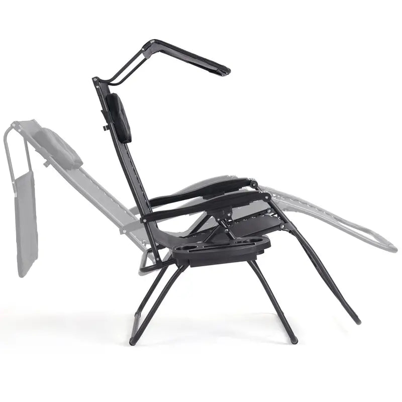 Wide Zero-Gravity Reclining Lounge Chair with Canopy Shade for Outdoor Relaxation