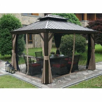 Dahlin 12′ x 10′ Aluminum Hardtop Patio Gazebo  Weather-Resistant Outdoor Shelter