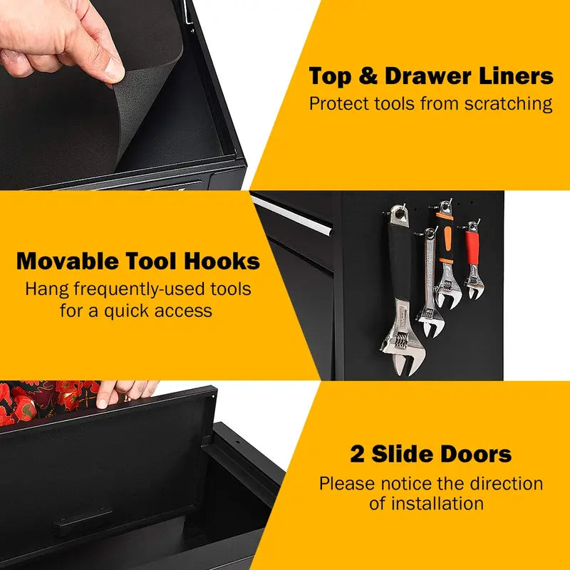 6-Drawer Heavy-Duty Rolling Tool Chest with Adjustable Riser Base