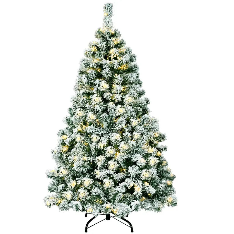 Adjustable-Size Pre-Lit Snow-Flocked Christmas Tree — Available in 4.5ft, 6ft, and 7.5ft Heights