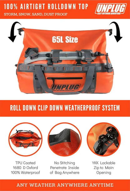Adventure-Ready 1680D Waterproof Duffel  Tactical Dry Bag for Motorcycles, Boating, and Camping