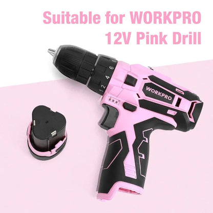 WORKPRO Replacement 12V Lithium-Ion Battery for Pink Cordless Drill Models