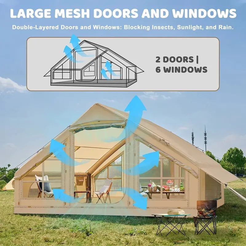 6-Person Inflatable Camping Tent with Built-in Air Pump