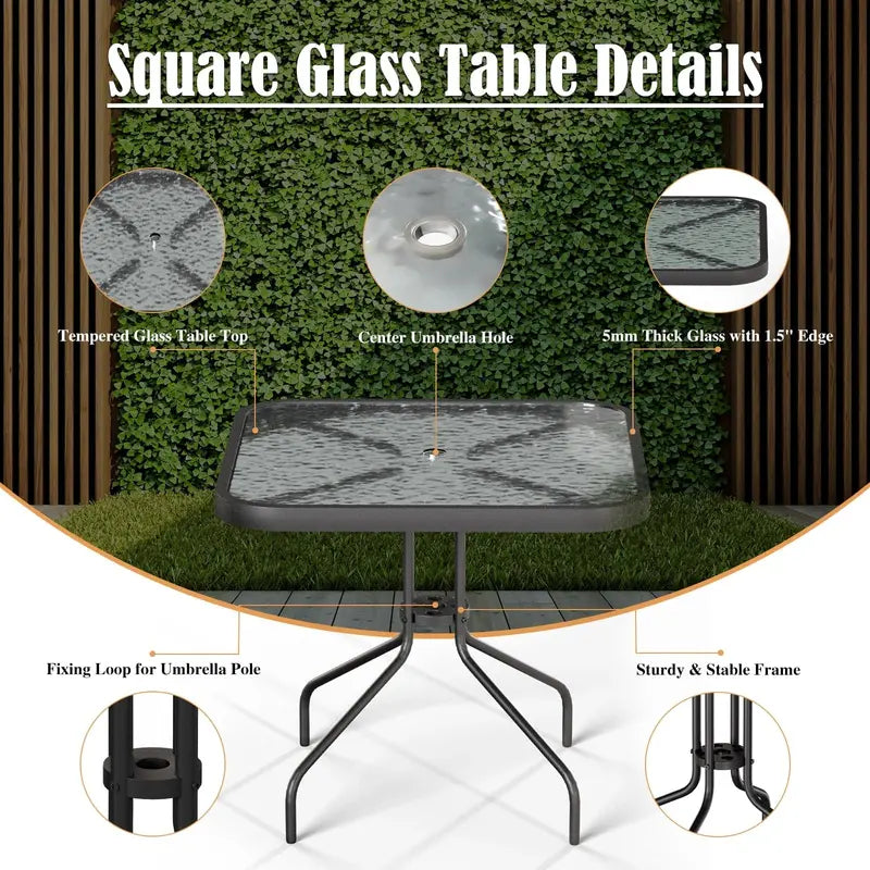 Amopatio 5-Piece Outdoor Dining Set Including Patio Table and Four Chairs
