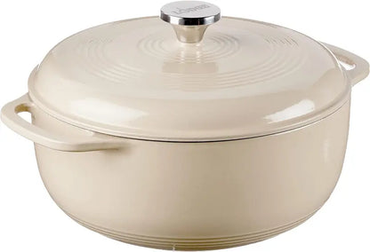 Lodge 6-Quart Island Spice Red Enamel Cast Iron Dutch Oven  Moisture-Sealing Lid, Dual Handles