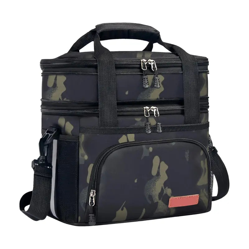 16L Insulated Lunch Tote with Segregated Compartments and Adjustable Shoulder Strap