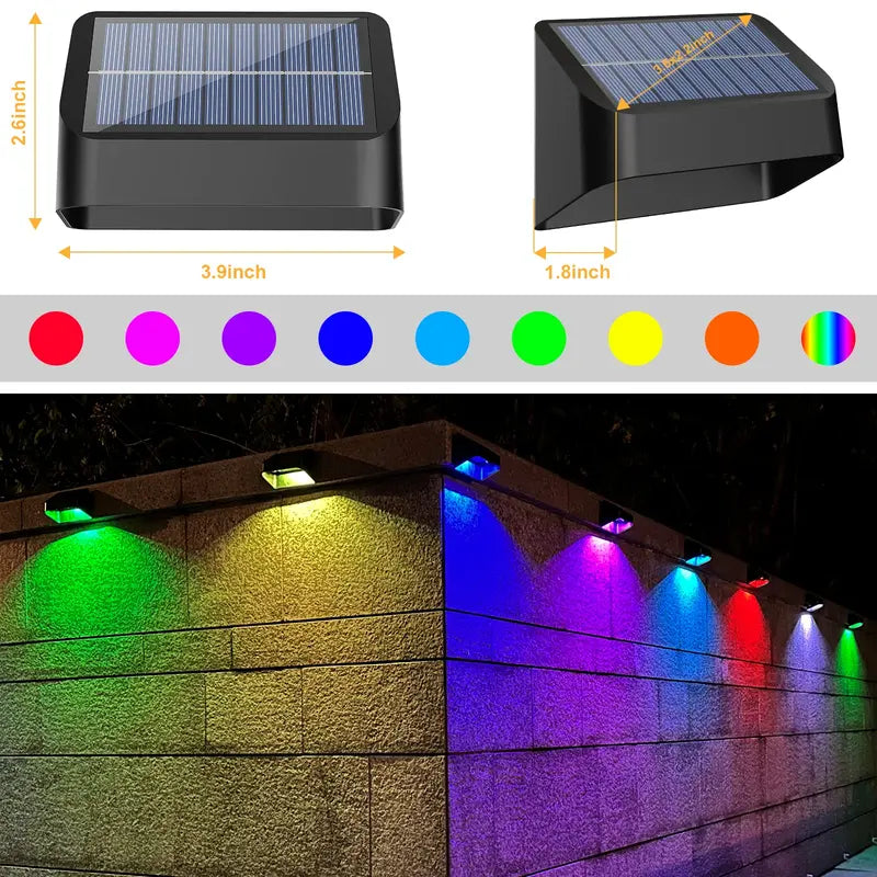 FLITI Solar Fence Lights 12 Pack, RGB 8 Colors, High Brightness, Auto Switch, IP65 Waterproof