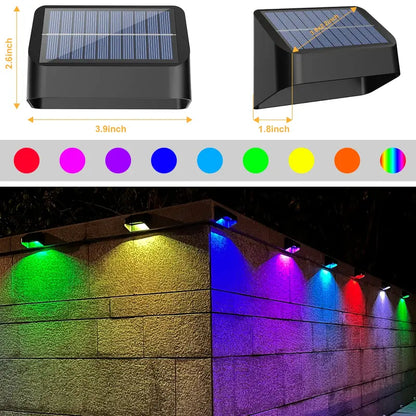 FLITI Solar Fence Lights 12 Pack, RGB 8 Colors, High Brightness, Auto Switch, IP65 Waterproof