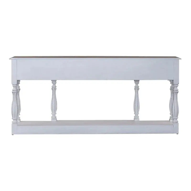 Magnolia Manor Hall Console Table  Antique White & Weathered Bark Finish, 72″ Long