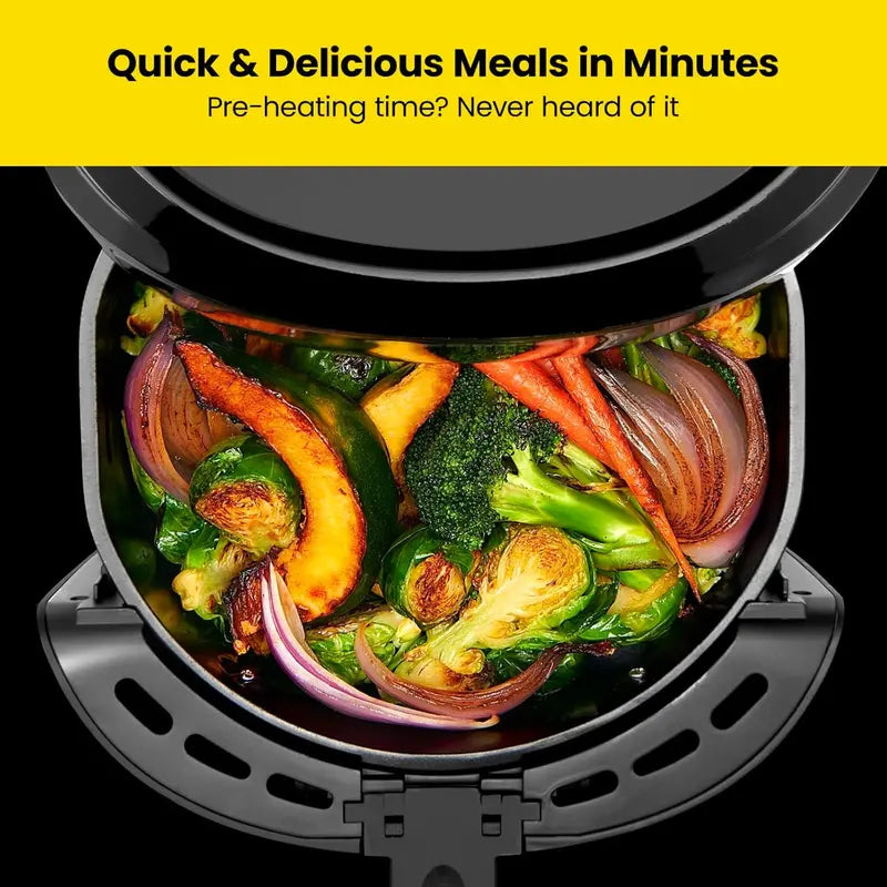 Chefman 6-Quart Dual-Basket Air Fryer  Independent 3-Quart Bins, Easy-View Window & Nonstick Ceramic Coating