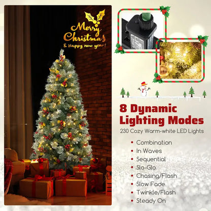 5-Foot Pre-Lit Artificial Christmas Tree  Compact Lighted Xmas Tree with 453 PVC & Pine Needle Tips