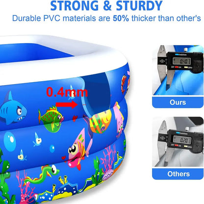 Large Inflatable Kiddie & Family Pool  120″ x 72″ x 22″, Reinforced Walls, Perfect for Backyard Summer Fun