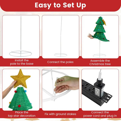 6.2-Foot Collapsible Pre-Lit Christmas Tree with 200 LEDs, Star Topper & Furry Ornaments