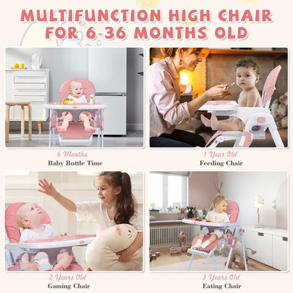 SEJOY Portable Folding Highchair for Babies   Toddlers with Adjustable Height
